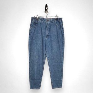Vintage Y2K LEE Flat Front Elastic Waist High Rise Mom Denim Jeans‎ 12